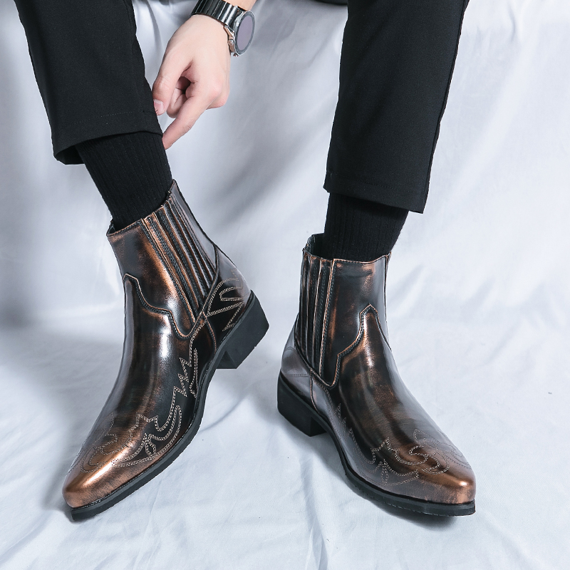 Men Fashion Hair Style - Men High Top Pointed Chelsea Boots