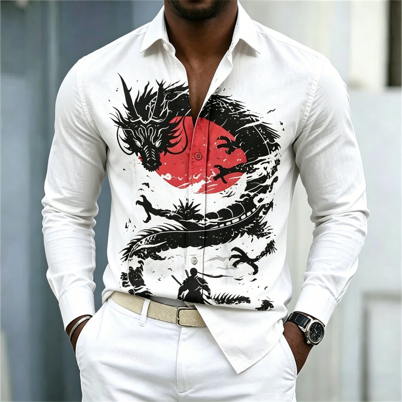 Mens Fashion Casual Outfits - 2026 New Men's Shirt White Black