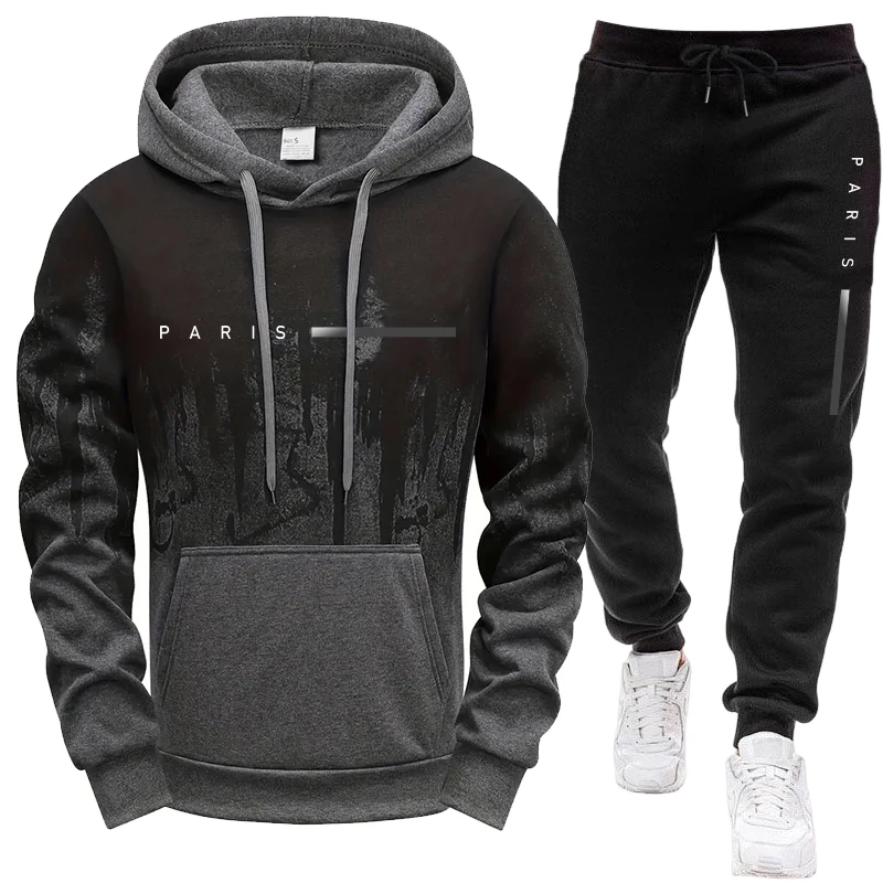 Mens Fashion Casual Outfits - Men's Set/Hoodie/Pants Paris New in Casual