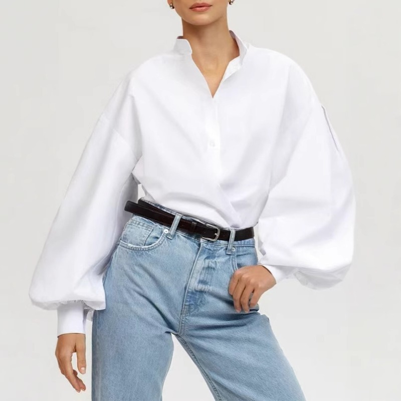 Cotton Lantern Sleeve Stand Ne - đánh giá và giá Polo Shirt Slim