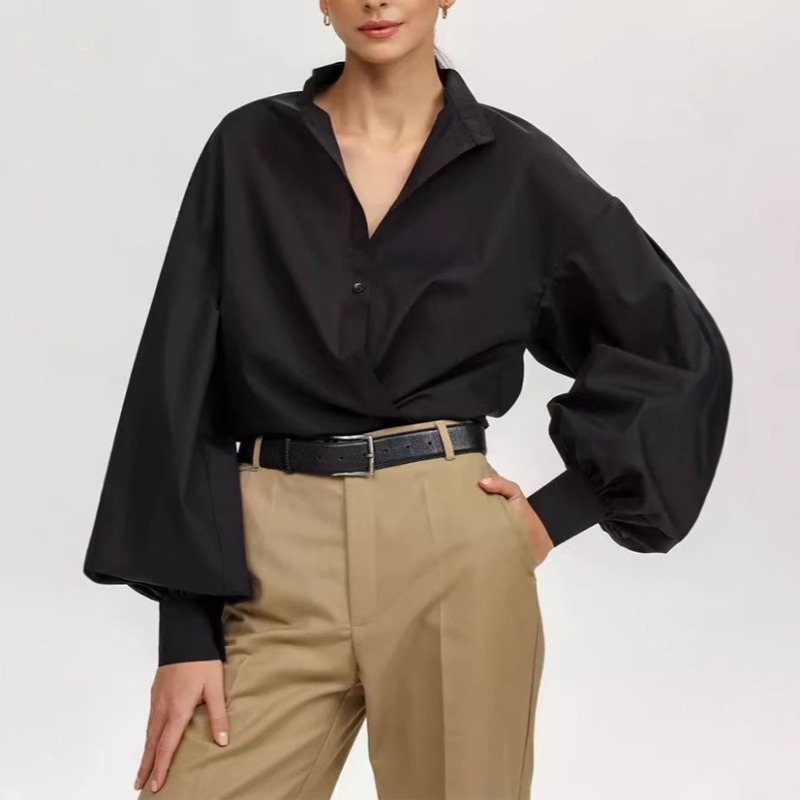 Cotton Lantern Sleeve Stand Ne - đánh giá và giá Polo Shirt Slim