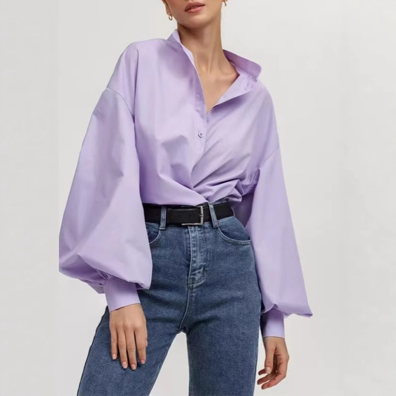 Cotton Lantern Sleeve Stand Ne - đánh giá và giá Polo Shirt Slim