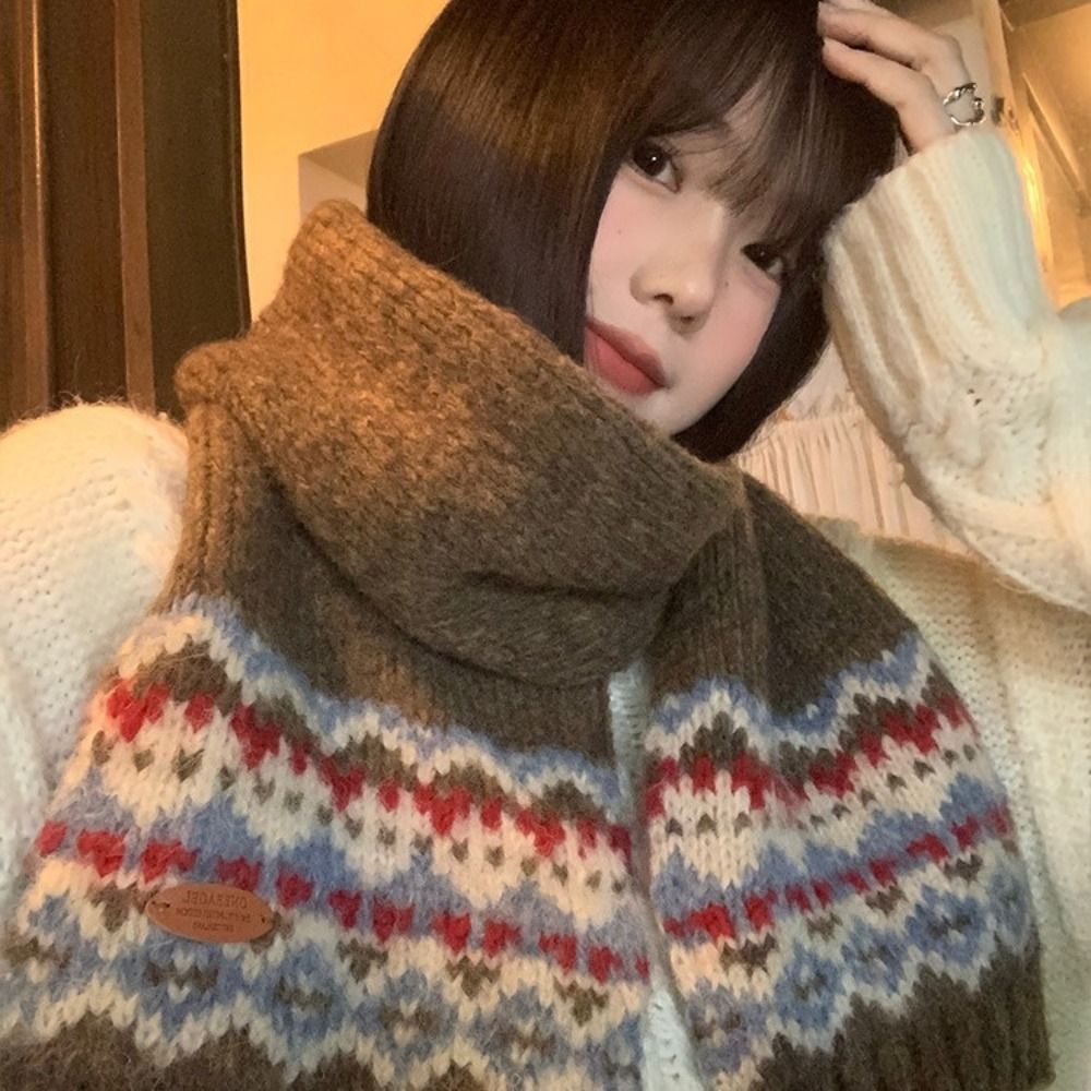 Classic Wool Jacquard Knitted  - đánh giá và giá Men Scarf Wool