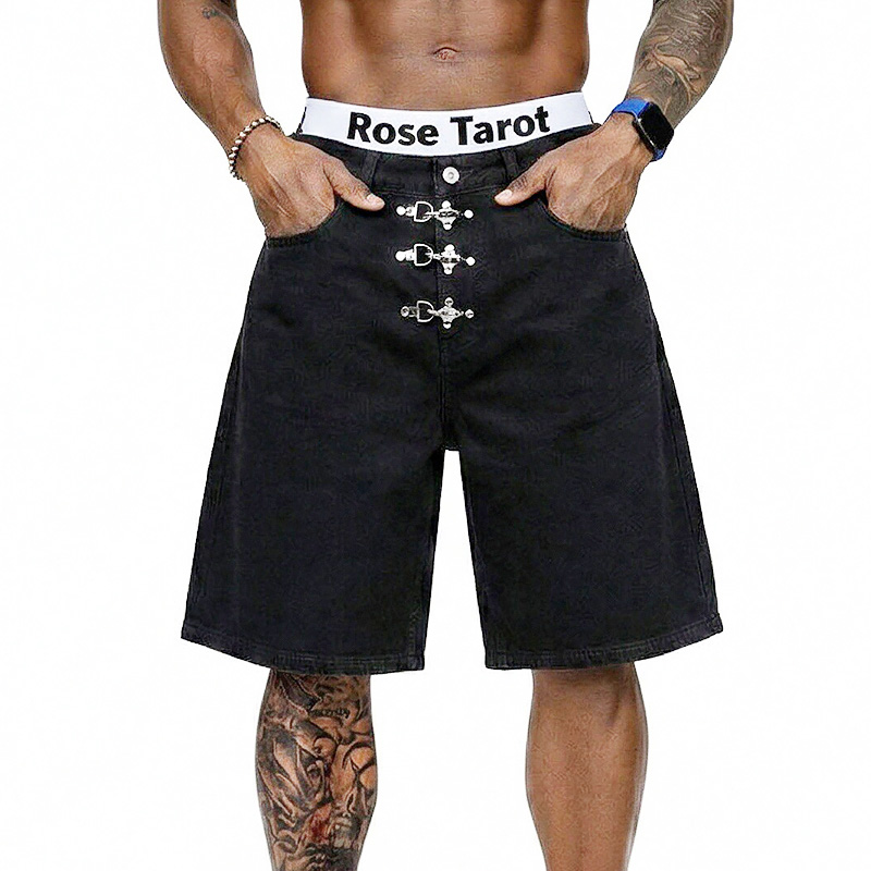 Metal Buckle Short Baggy Jeans - đánh giá và giá Jeans Pants Fashion Men