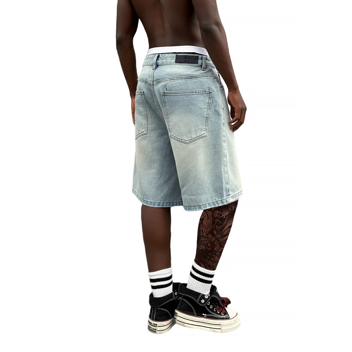 Metal Buckle Short Baggy Jeans - đánh giá và giá Jeans Pants Fashion Men