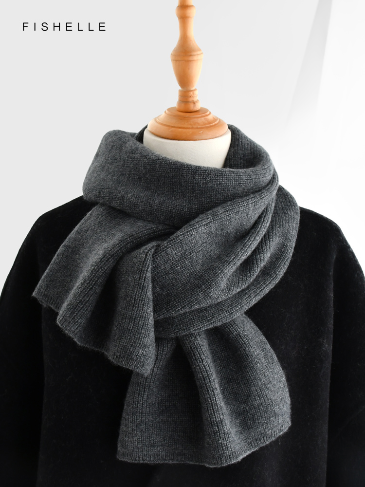 Gray solid color cashmere scar - đánh giá và giá Men Scarf Wool