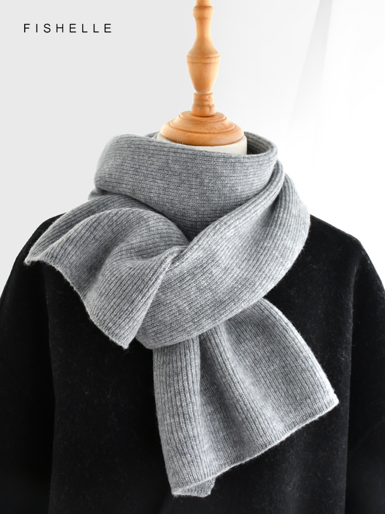 Gray solid color cashmere scar - đánh giá và giá Men Scarf Wool