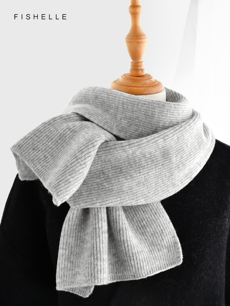 Gray solid color cashmere scar - đánh giá và giá Men Scarf Wool