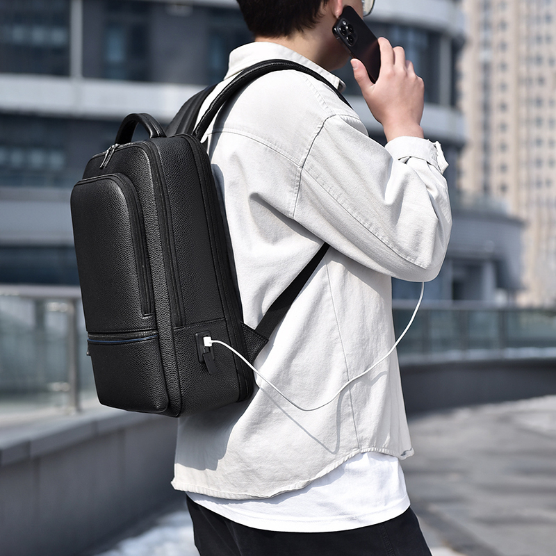 PU Leather Men's Backpack USB  - đánh giá và giá Mens Fashion Blog