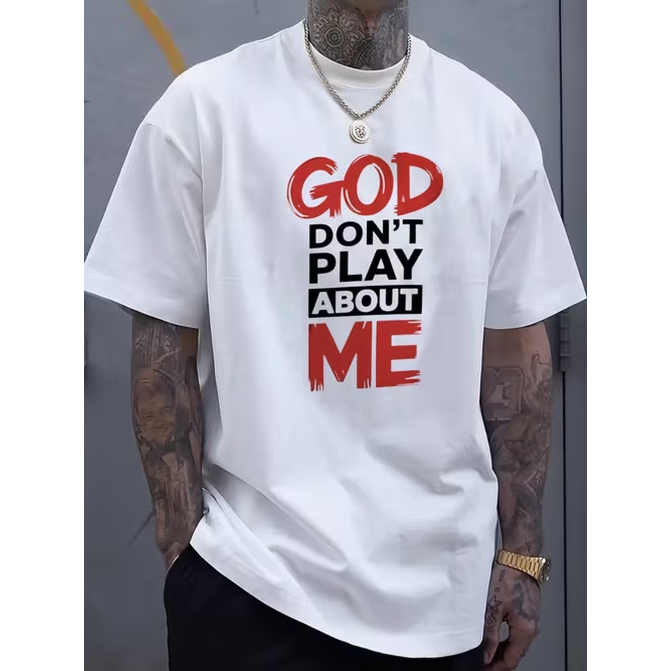 God Don't Play About Me Letter - đánh giá và giá Graphic Tee Oversized