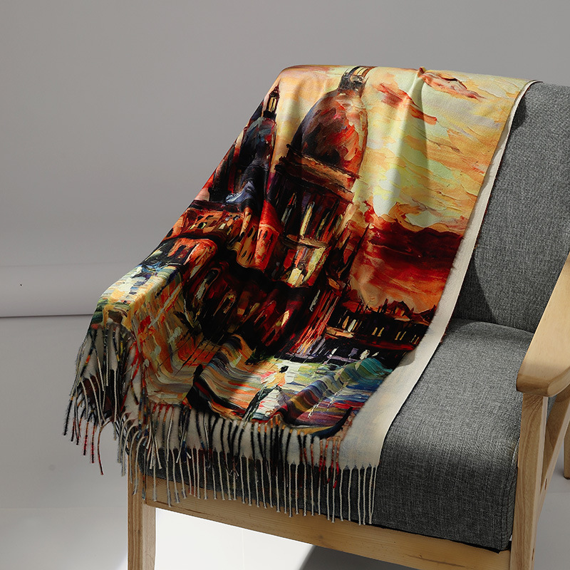 Luxury Brand Oil Painting Cash - đánh giá và giá Men Scarf Wool