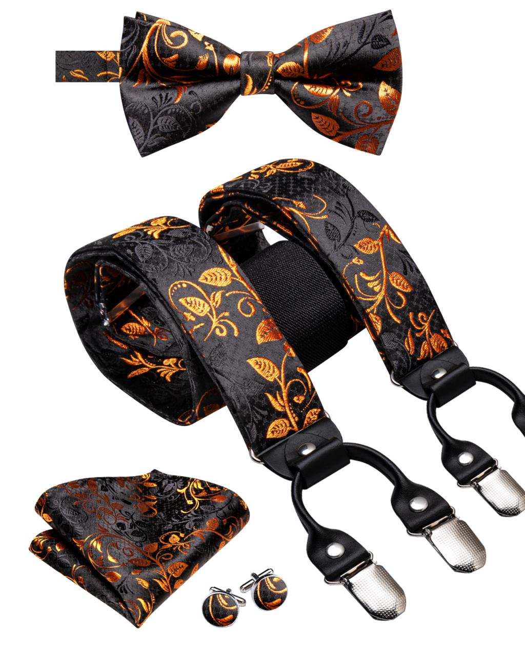 Hi-Tie Jacquard Black Gold Vin - đánh giá và giá Suspenders Clip Men