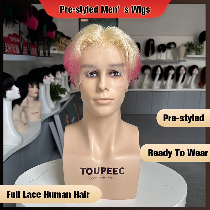 Pre-styled Men Full Lace Human - đánh giá và giá Men Fashion Hair Style