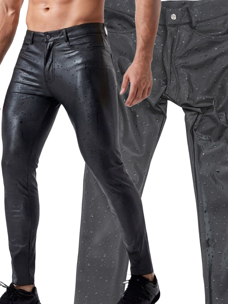 3D Water Drop Print Elastic PU - đánh giá và giá Jeans Pants Fashion Men